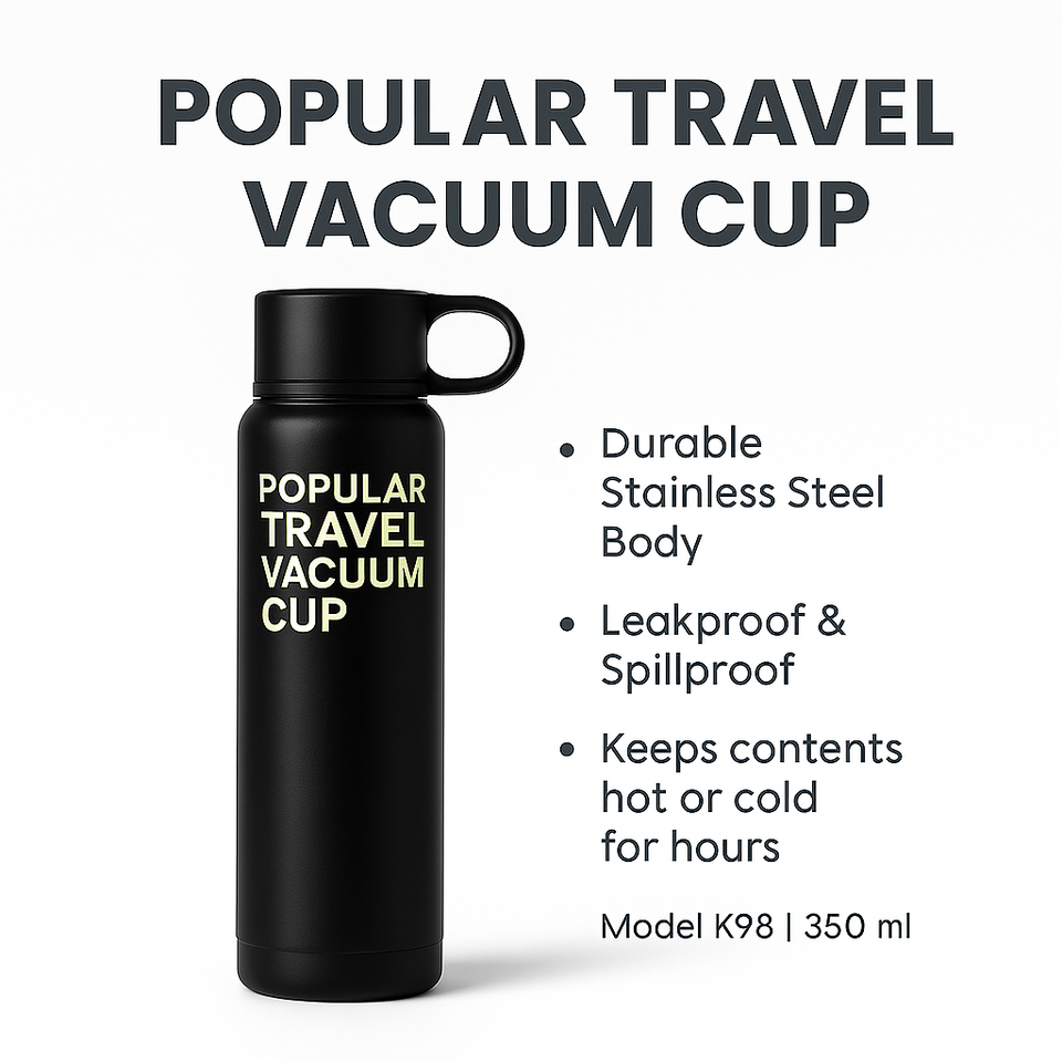 Premium Stainless Steel Travel Vacuum Cup – Hot & Cold Insulated Leak-Proof Flask for Office, Gym & Outdoor Use