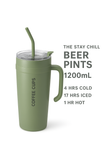 1200mL Insulated Tumbler with Handle & Straw – Stainless Steel Coffee Mug, Beer Pint, Travel Cup