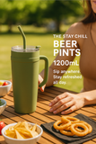 1200mL Insulated Tumbler with Handle & Straw – Stainless Steel Coffee Mug, Beer Pint, Travel Cup