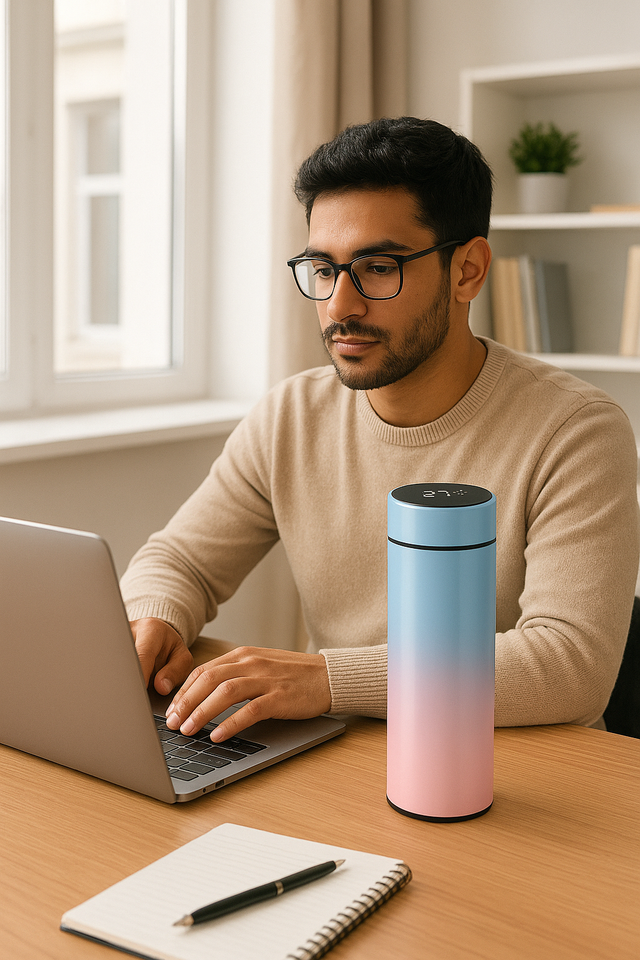 Flintronic Smart Insulated Water Bottle – 500ml Stainless Steel Vacuum Flask with LED Temperature Display & DIY Tea Filter