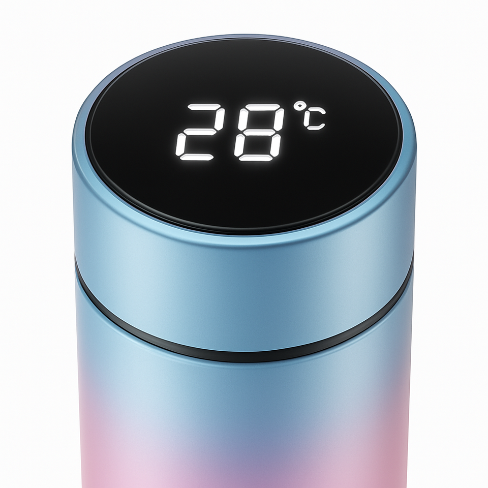 Flintronic Smart Insulated Water Bottle – 500ml Stainless Steel Vacuum Flask with LED Temperature Display & DIY Tea Filter