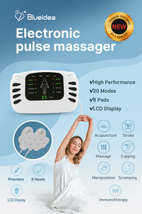 Blueidea Electronic Pulse Massager – 20 Modes, 8 Pads, LCD Display for Pain Relief & Muscle Relaxation