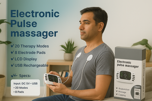 Blueidea Electronic Pulse Massager – 20 Modes, 8 Pads, LCD Display for Pain Relief & Muscle Relaxation