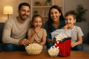 Oil-Free Hot Air Popcorn Maker – 1200W Electric Popcorn Machine, Healthy Snack Maker, Fast & Easy Use