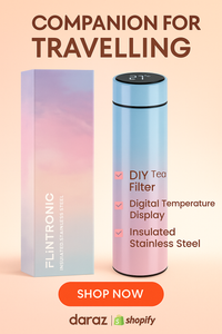 Flintronic Smart Insulated Water Bottle – 500ml Stainless Steel Vacuum Flask with LED Temperature Display & DIY Tea Filter