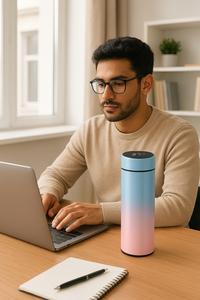 Flintronic Smart Insulated Water Bottle – 500ml Stainless Steel Vacuum Flask with LED Temperature Display & DIY Tea Filter